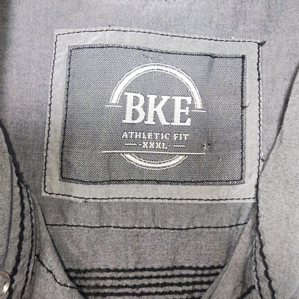 BKE Athletic Fit Mens XXXL Gray Black Contrast Stitch Western Button Down Shirt - Picture 3 of 9